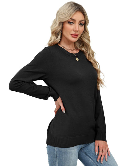 Women's Lightweight Sweaters - Long Sleeve Crewneck Pullover Tops