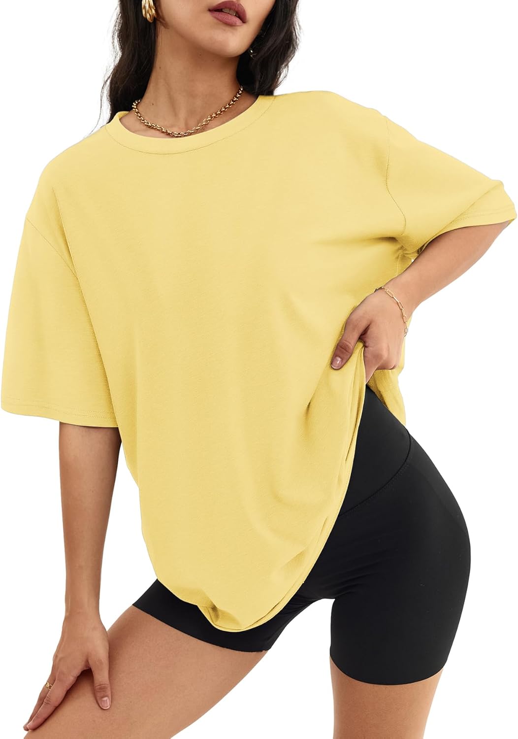 Women's Oversized T Shirts - Loose Fit Crewneck Short Sleeve Casual Tops