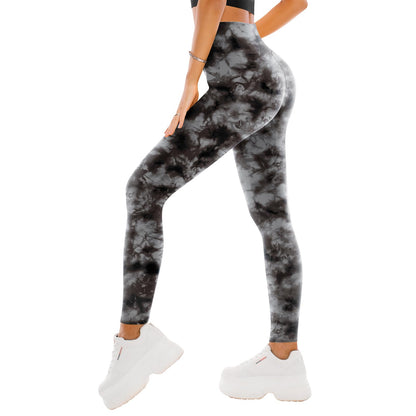High Waisted Leggings for Women - Buttery Soft Yoga Pants with Tummy Control Full Length Black Tie Dye