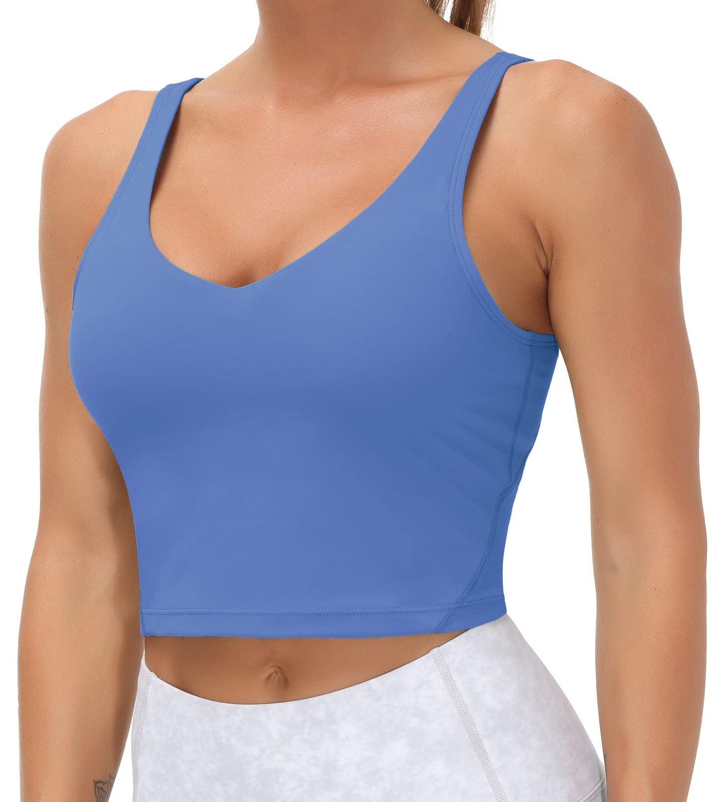 Longline Sports Bra Women Wirefree Padded Medium Support Workout Bra