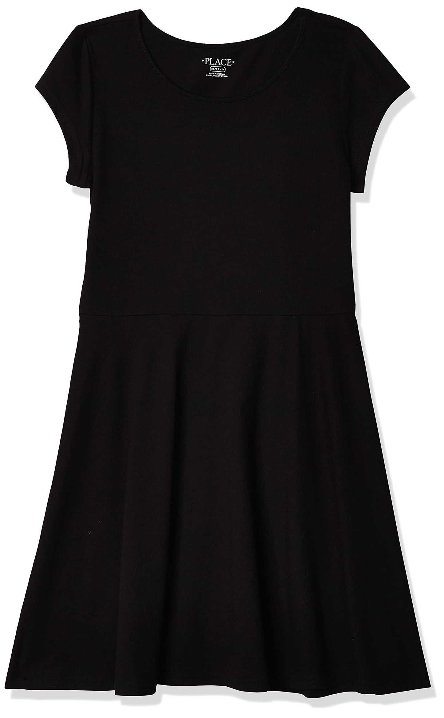 Girls Short Sleeve Skater Dress Round Neck Casual Summer Dress