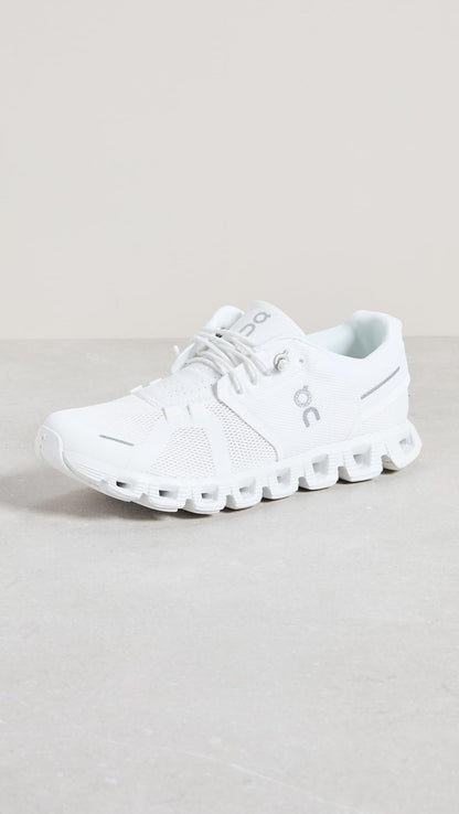 On Women's Cloud 5 Sneakers, All White, 7 Medium US