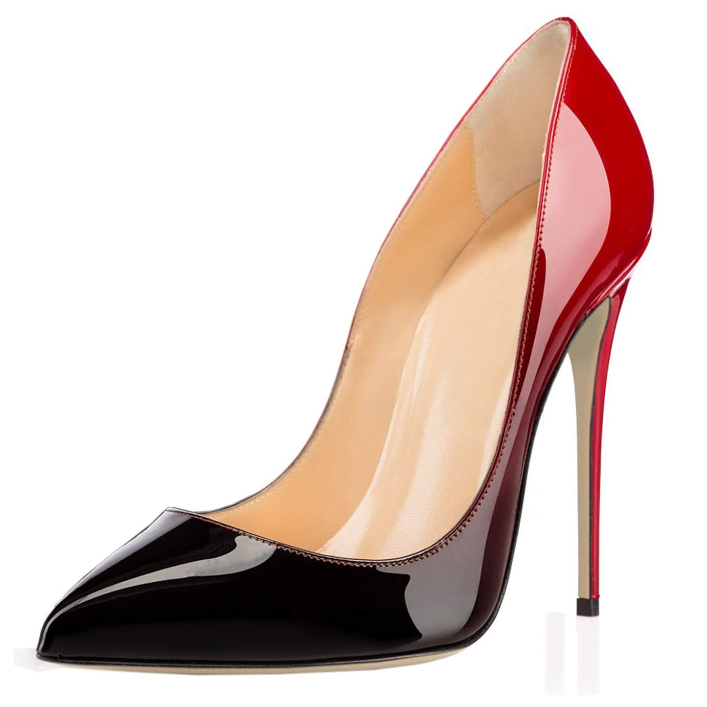Women's Pointed Toe High Heels 4.72 Inch Stiletto Pumps 12cm Red Black