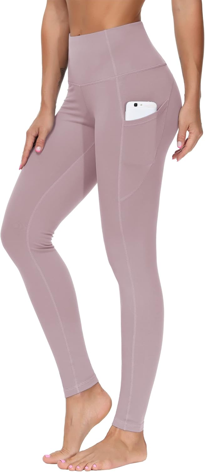 Women's High Waisted Yoga Leggings with Pockets - Thick Tummy Control Workout Pants