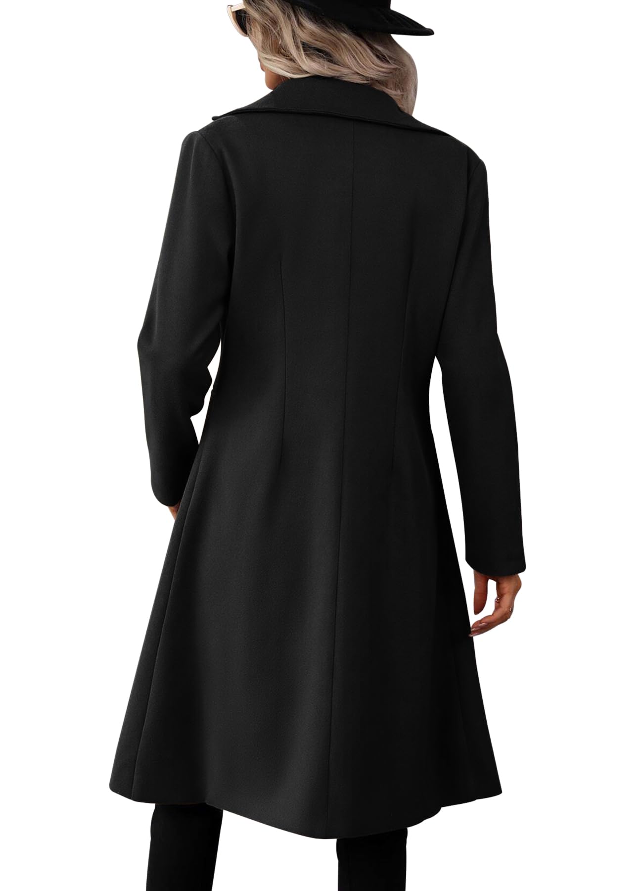Danedvi Womens Long Double Breasted Coats Lapel Collar Pea Coat Winter Slim Fit Jackets Trench Coat Outwear