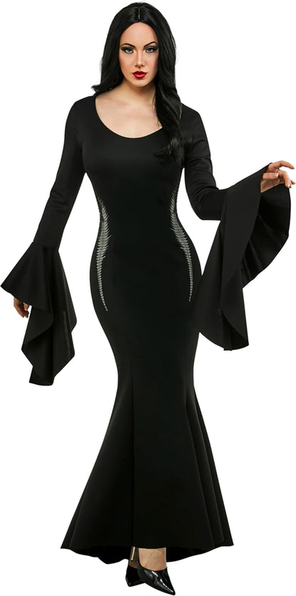 Morticia Addams Costume - Women's Wednesday TV Show Black Dress