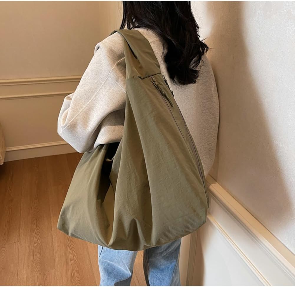 Women Slouchy Hobo Bag - Large Nylon Shoulder Crossbody Tote Handbag