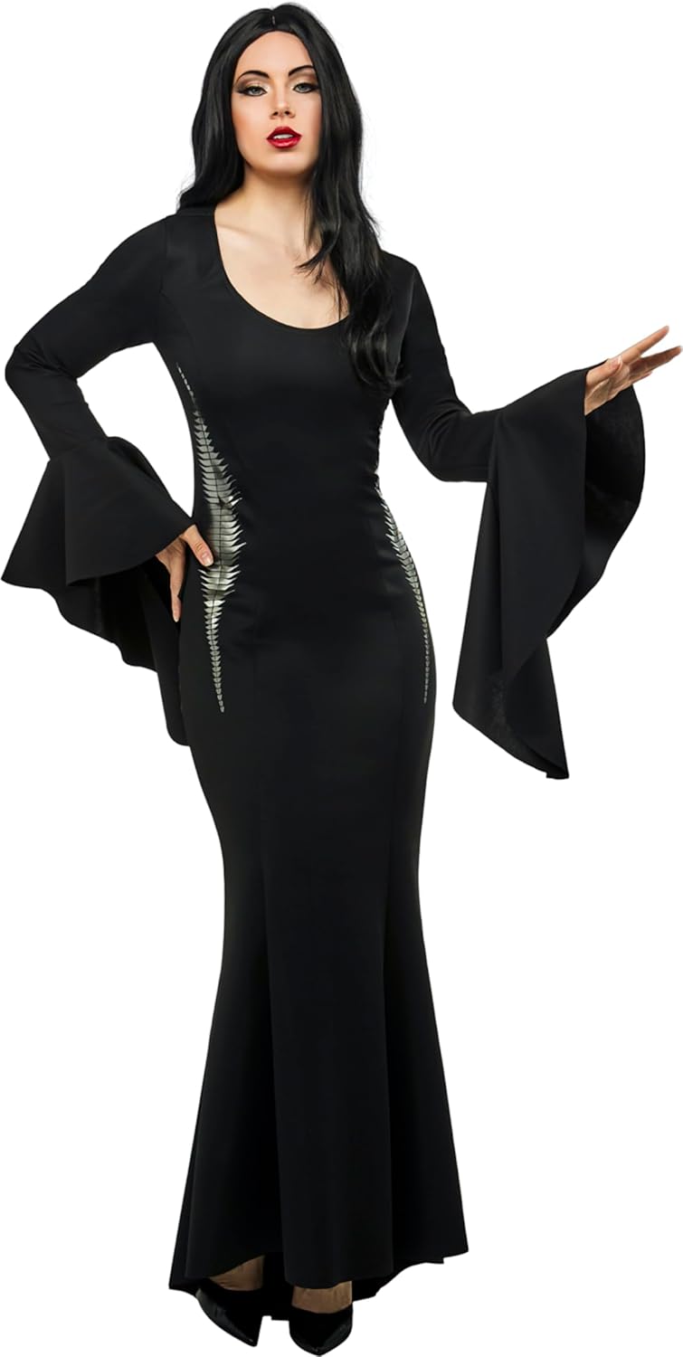 Morticia Addams Costume - Women's Wednesday TV Show Black Dress As Shown