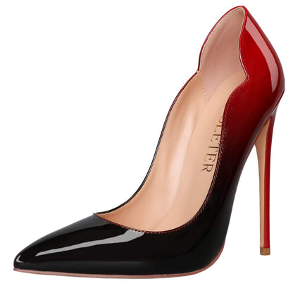 Women's Pointed Toe High Heels 4.72 Inch Stiletto Pumps Red-black
