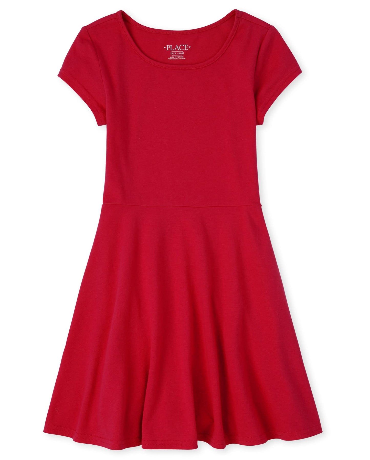 Girls Short Sleeve Skater Dress Round Neck Casual Summer Dress