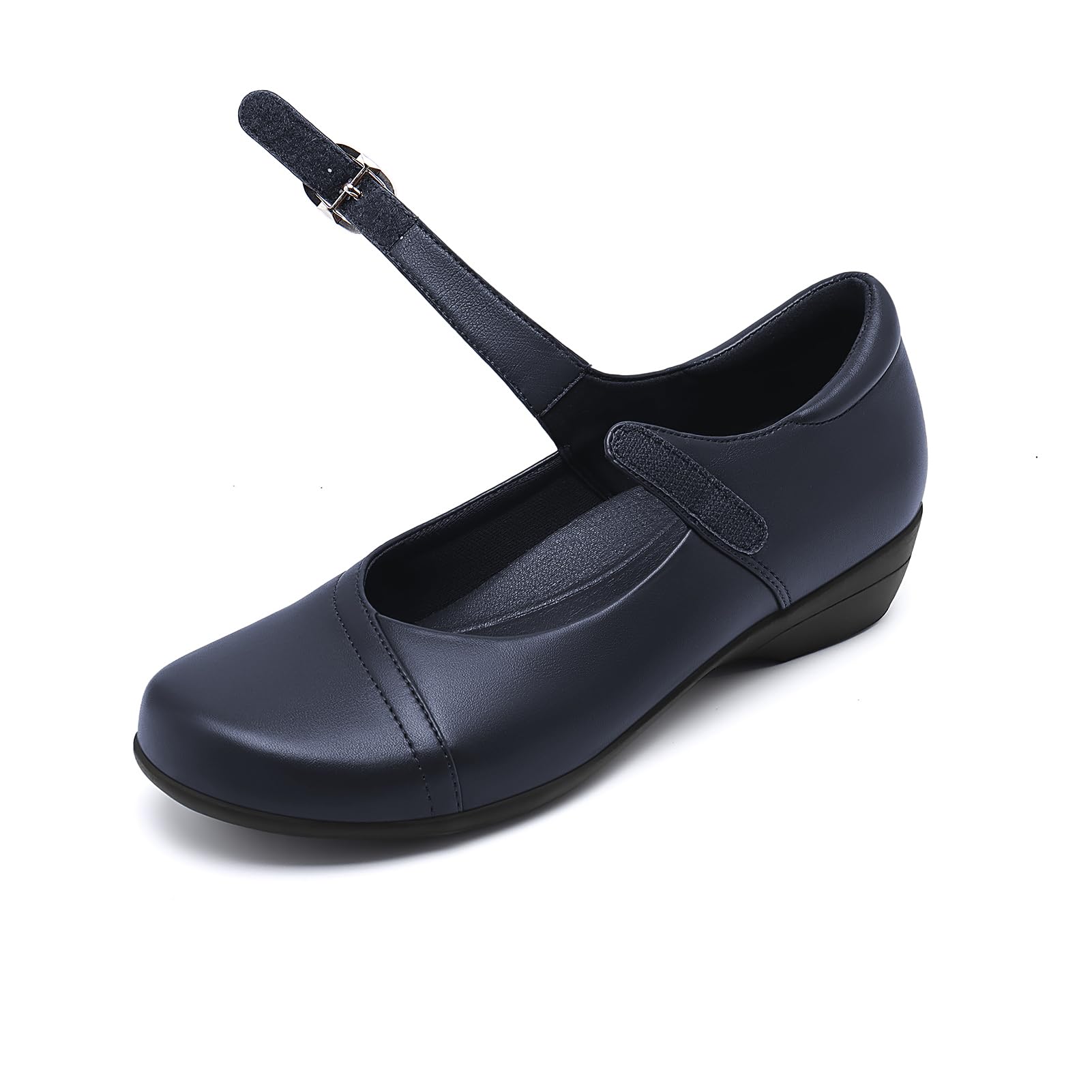 Mary Jane Flats for Women - Comfortable Round Toe Ballet Flats with Buckle Strap Work Shoes