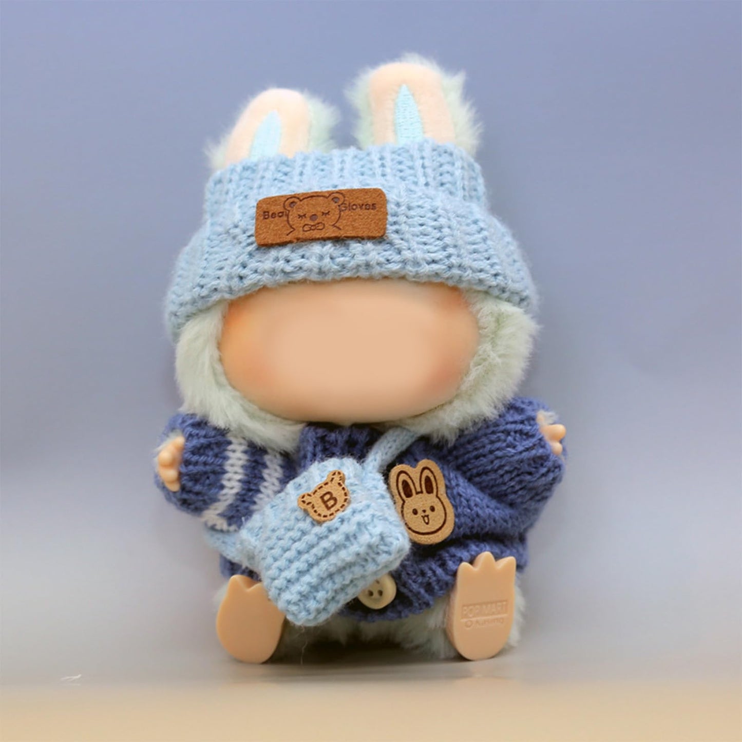 3 Piece Handmade Crochet Outfit for 17cm Dolls - Heart Sweater Hat & Bag Set