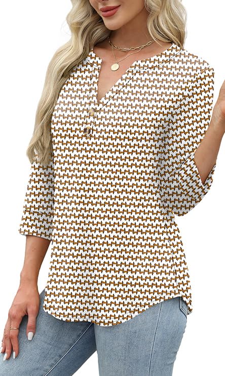OFEEFAN Fashion Clothing Spring Top for Women Long Sleeve Shirts Ladies Tops and Blouses Summer Outfits Stripe XL