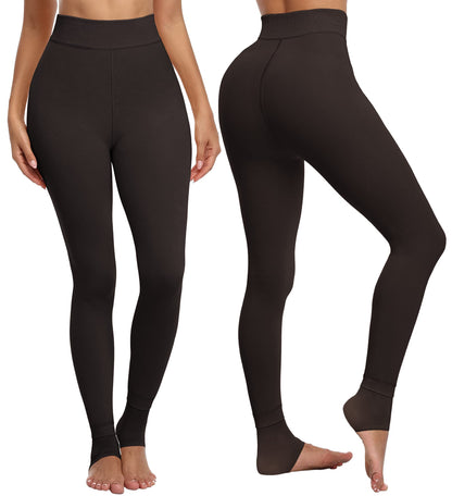 CHRLEISURE Women's Fleece Lined Tights - Fake Sheer Warm Pantyhose Thick Winter Leggings