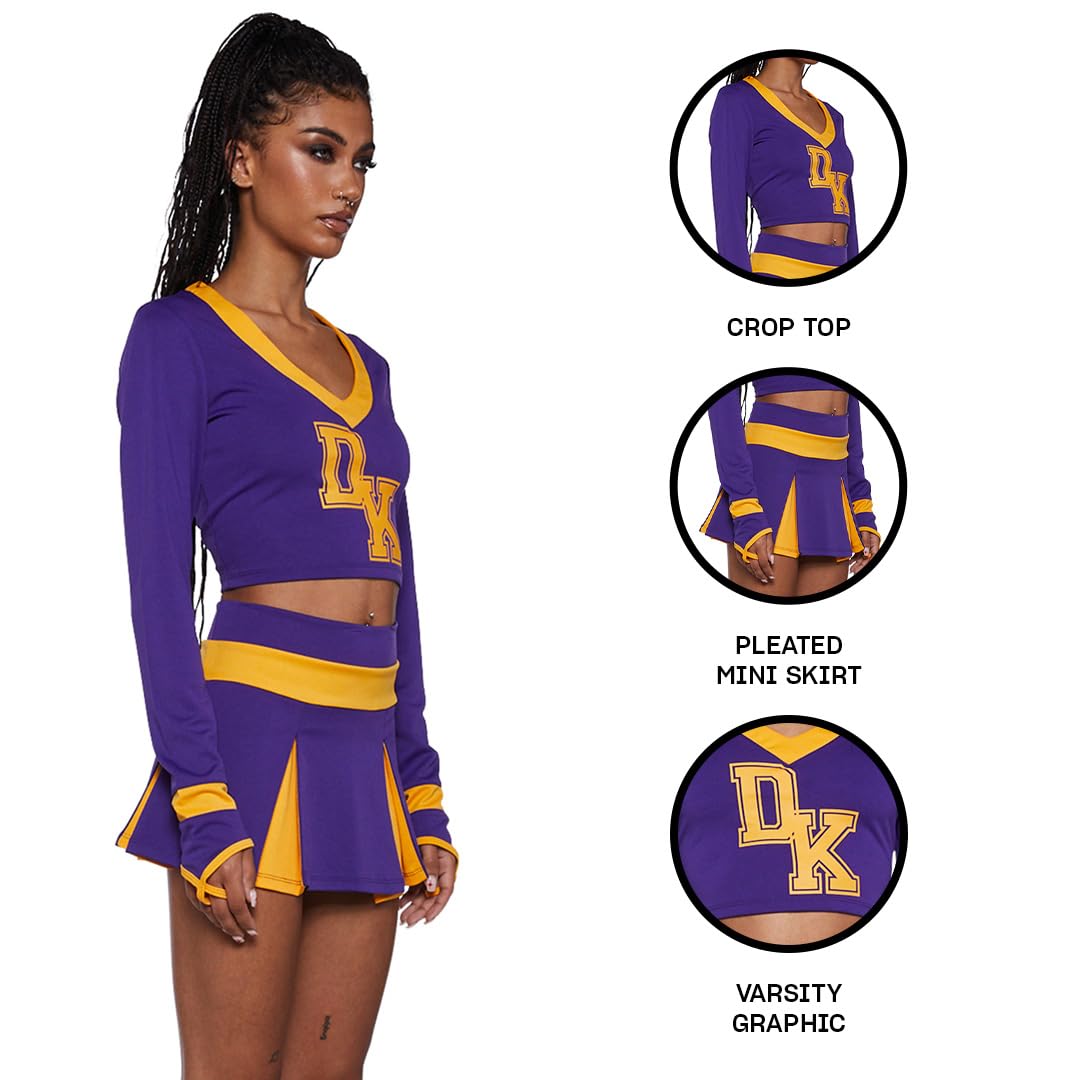 Bite The Boyfriend Costume - Women's Cheerleader Crop Top and Pleated Skirt Set