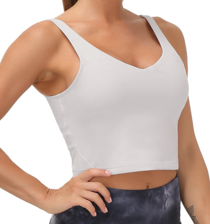 Longline Sports Bra Women Wirefree Padded Medium Support Workout Bra