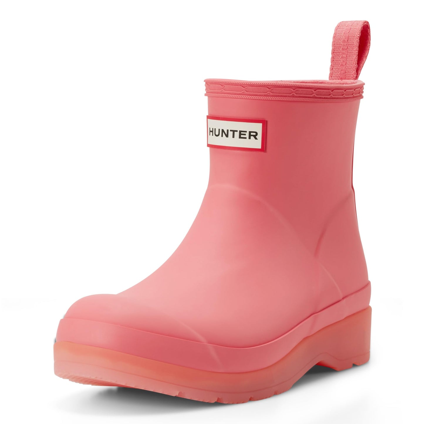 Hunter Women's PLAY Short Translucent Boot, Pink, 7 Medium