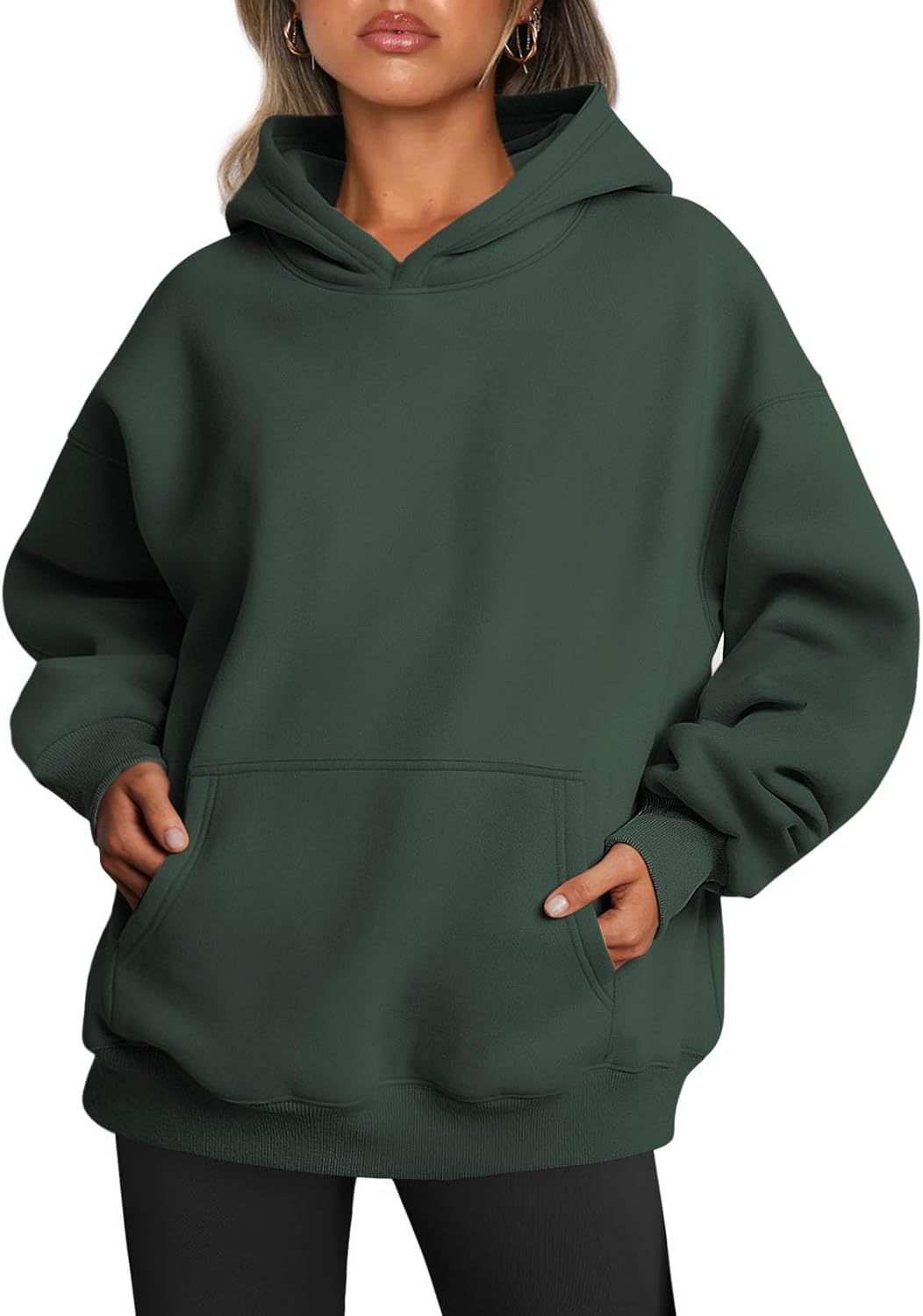 Women's Oversized Hoodie Fleece Pullover Sweatshirt Winter Sweater Medium Forest Green