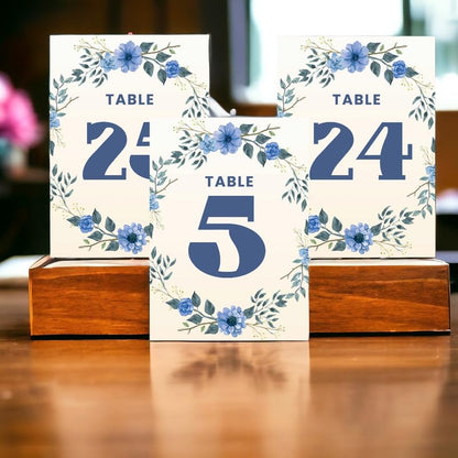 Spring Blue Flower Wedding Table Number Cards 1-50 Double Sided With Head Table For Reception Event Table Numbers Seating Cards Table Signage 4X6 Inch