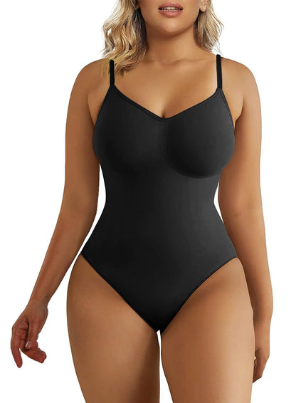 Women's Shapewear Bodysuit Tummy Control Seamless Body Shaper 1-black (Thong)