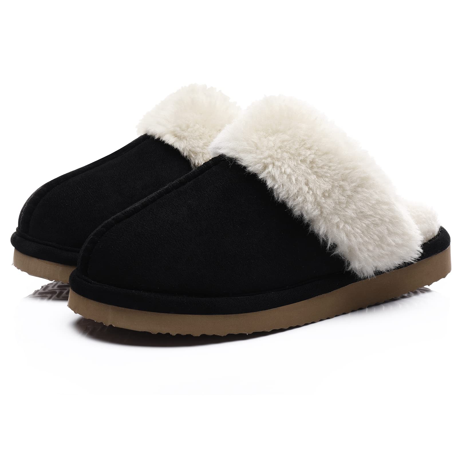 Fuzzy Memory Foam Slippers for Women - Fluffy Winter House Shoes Indoor Outdoor