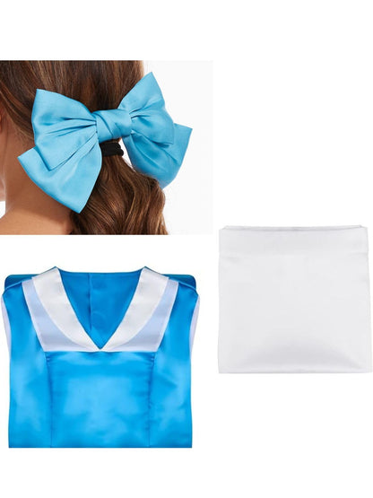 Women's Belle Costume - Blue Maid Dress with Apron and Hair Bow