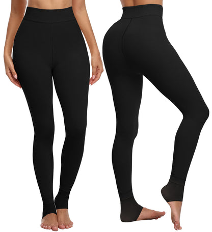 CHRLEISURE Women's Fleece Lined Tights - Fake Sheer Warm Pantyhose Thick Winter Leggings