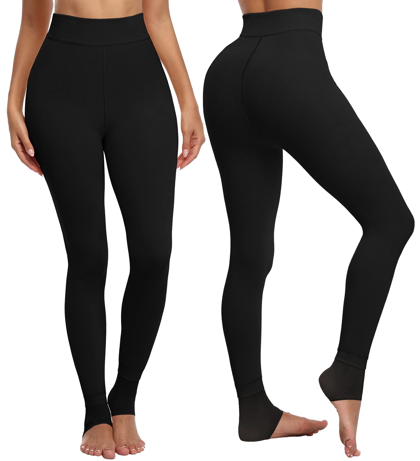 CHRLEISURE Women's Fleece Lined Tights - Fake Sheer Warm Pantyhose Thick Winter Leggings