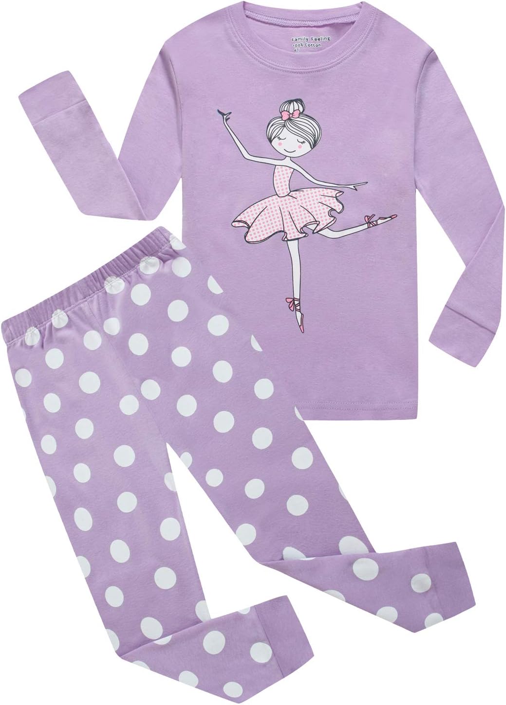 Kids Cotton Pajamas 2 Piece Set - Soft Sleepwear for Boys and Girls Girls Purple1