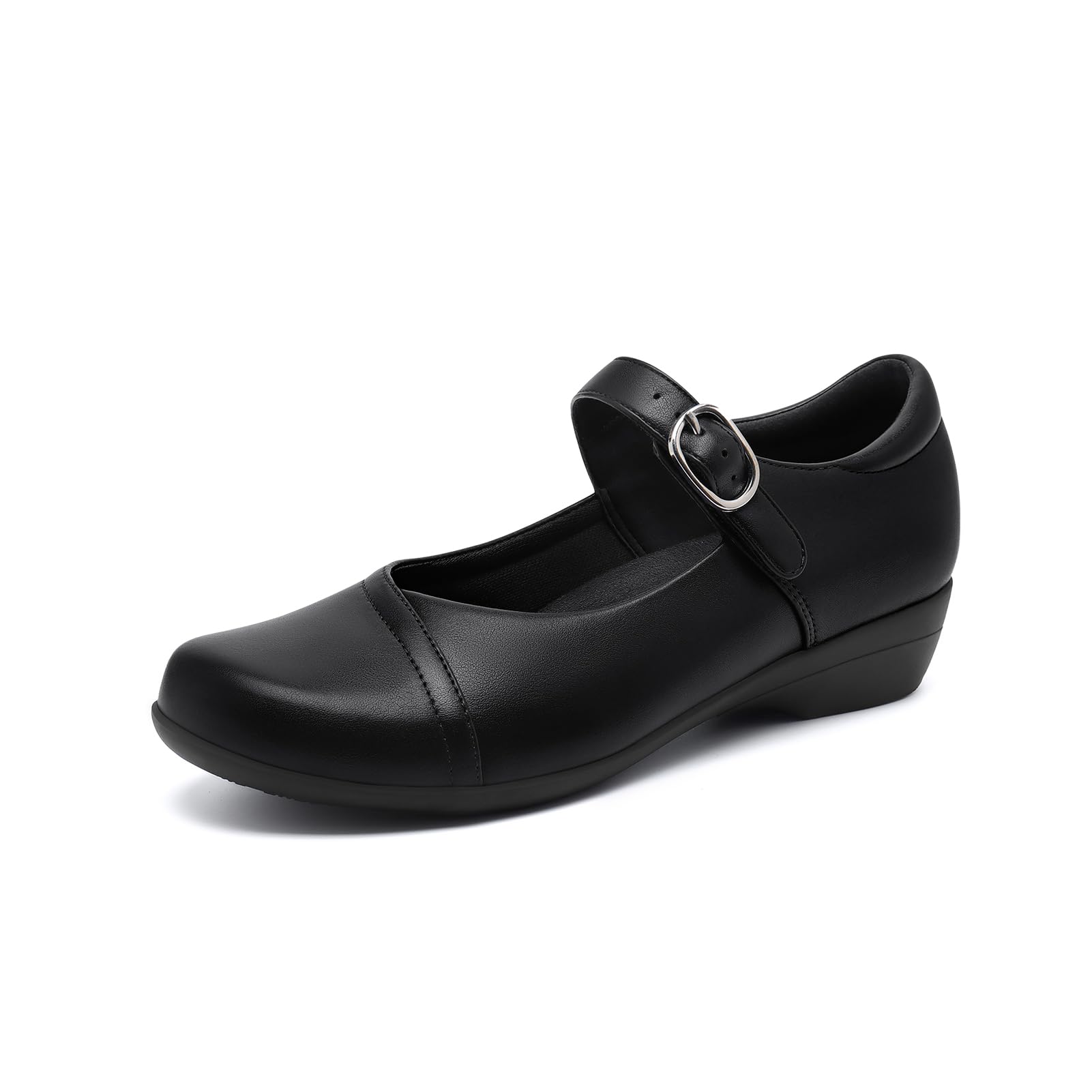 Mary Jane Flats for Women - Comfortable Round Toe Ballet Flats with Buckle Strap Work Shoes