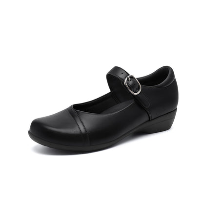 Mary Jane Flats for Women - Comfortable Round Toe Ballet Flats with Buckle Strap Work Shoes