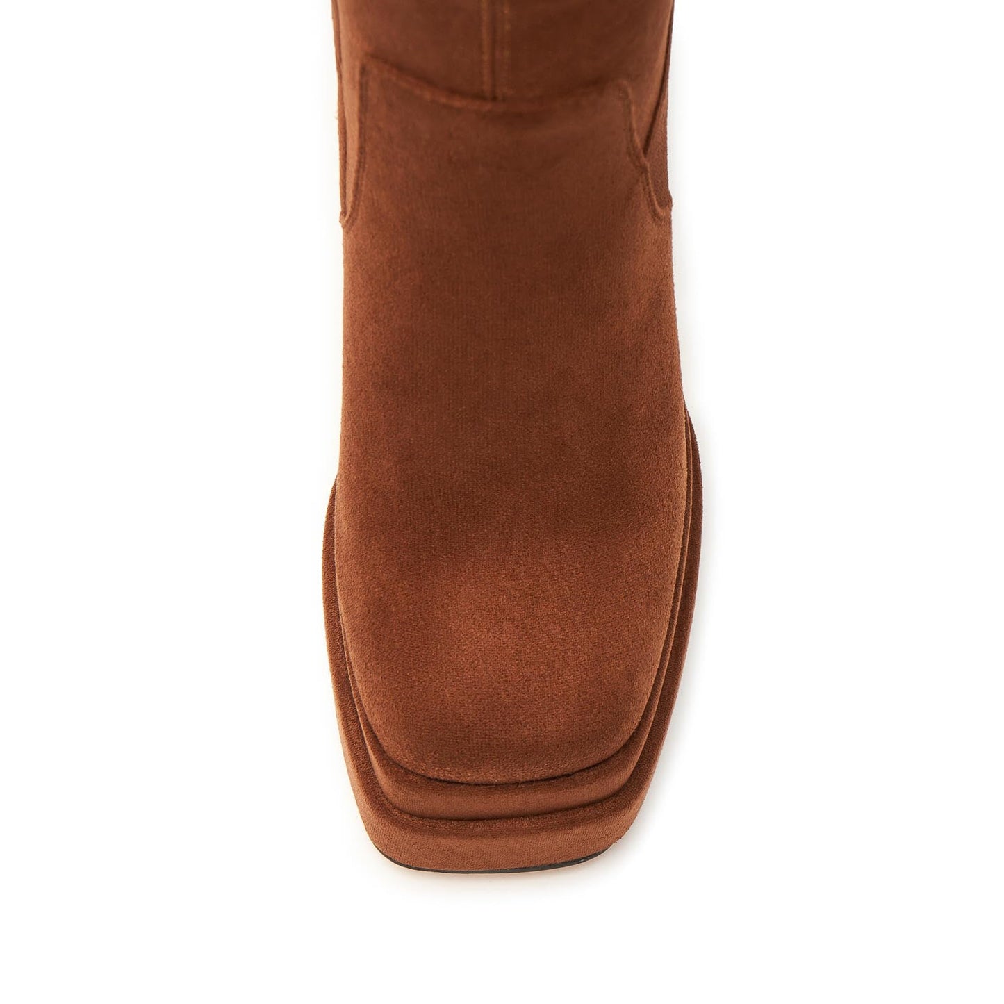 ZXHYZLZ Women's Wide Calf Knee High Suede Platform Boots – Chunky High Heel Stretch Pull-On Tall Boots for Plus Size Legs Size 10