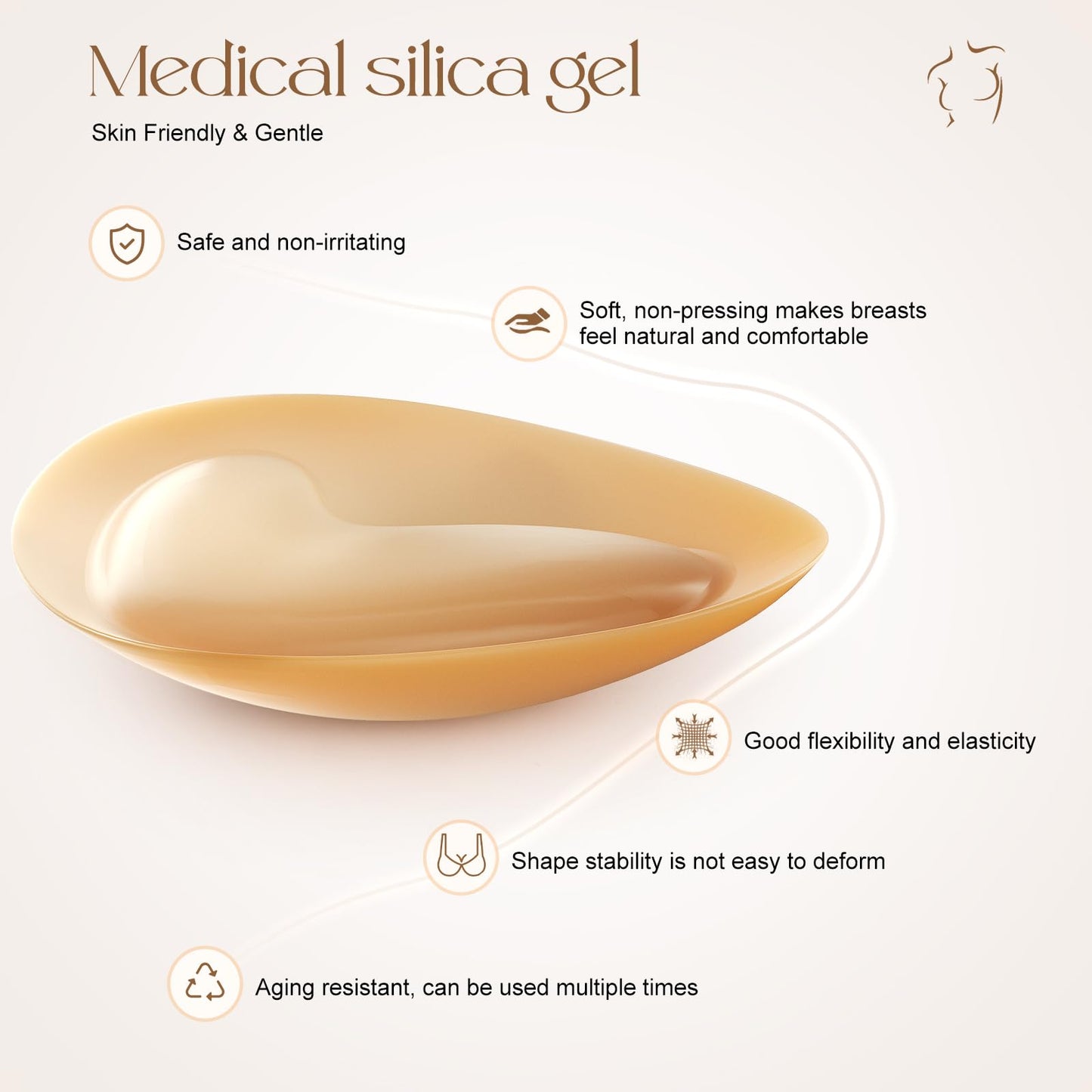 Reusable Silicone Bra Inserts - Double Sided Adhesive Push Up Pads for Bikini & Sports Bra