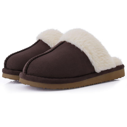 Fuzzy Memory Foam Slippers for Women - Fluffy Winter House Shoes Indoor Outdoor Coffee