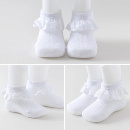Baby Girl Lace Socks - Newborn Eyelet Ruffle Crew Socks 0-6 6-12 12-24 Months Cotton