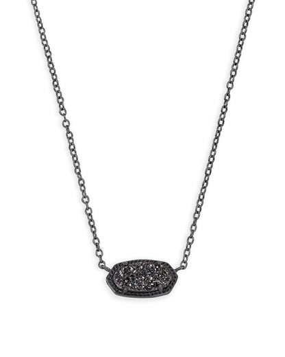 Kendra Scott Elisa Pendant Necklace - 14k Gold Plated Delicate Fashion Jewelry for Women GUNMETAL - BLACK DRUSY