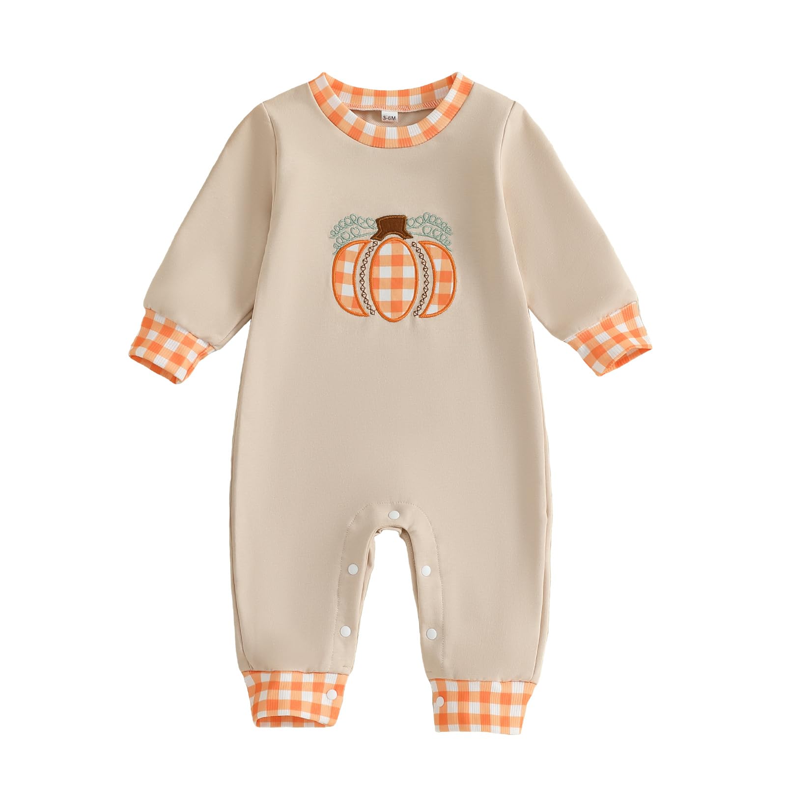 Baby Halloween Pumpkin Patch Romper - Long Sleeve Fall Winter Jumpsuit