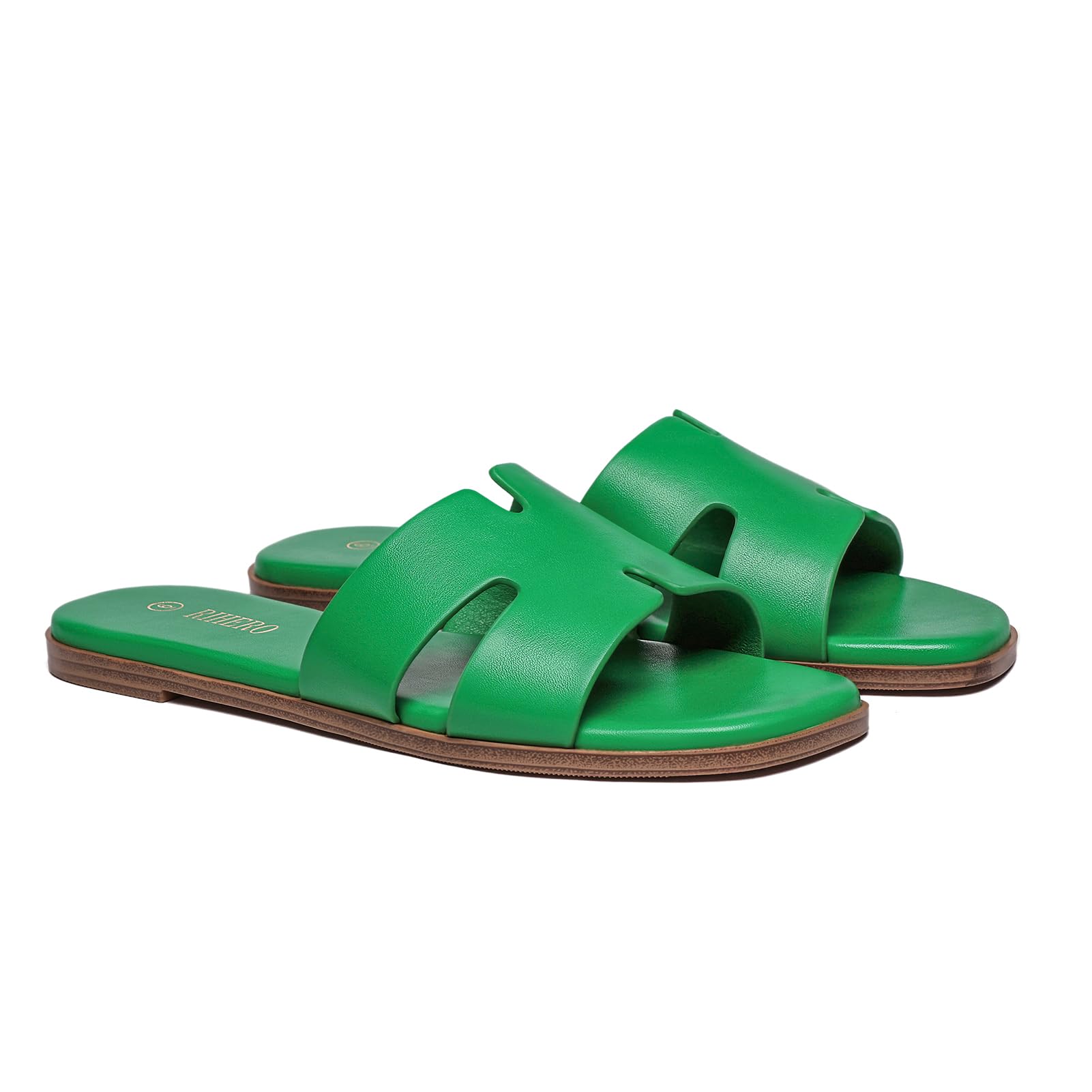 Women's Dressy Flat Sandals - Comfortable Slip On Leather Slide Sandals