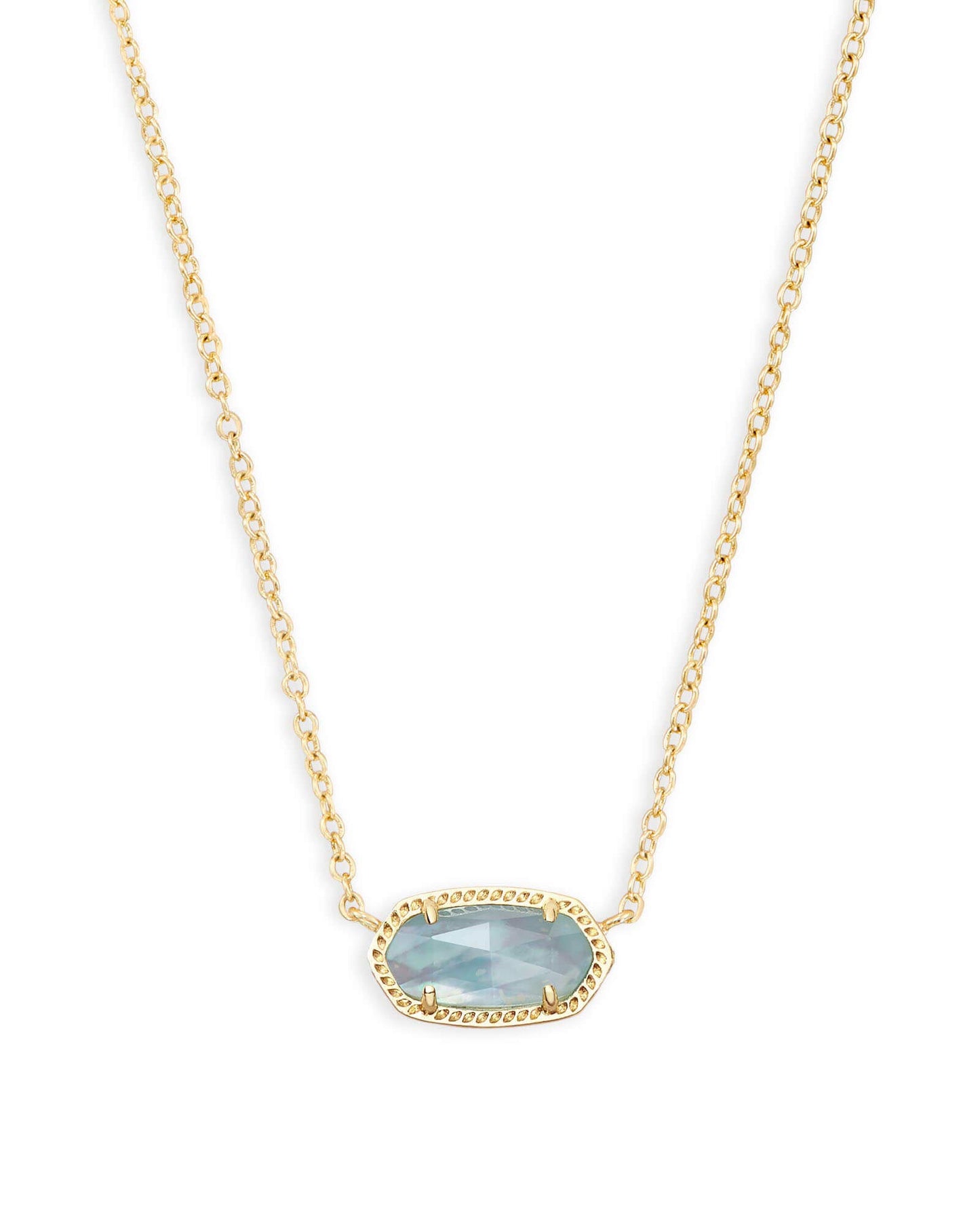 Kendra Scott Elisa Pendant Necklace - 14k Gold Plated Delicate Fashion Jewelry for Women March Gold Light Blue Illusion