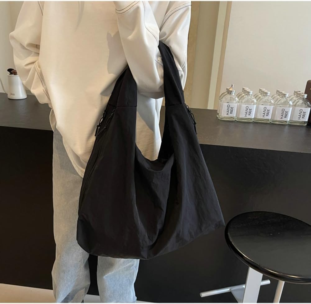 Women Slouchy Hobo Bag - Large Nylon Shoulder Crossbody Tote Handbag