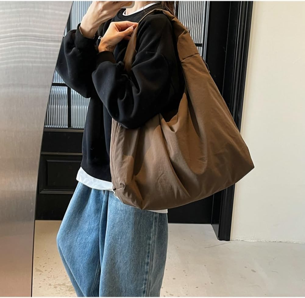 Women Slouchy Hobo Bag - Large Nylon Shoulder Crossbody Tote Handbag