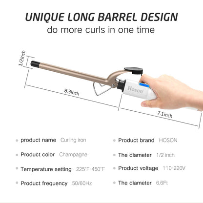 Professional Ceramic Tourmaline Curling Iron 3/4 Inch - Hair Curler with Heat Protection