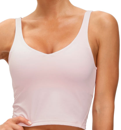 Longline Sports Bra Women Wirefree Padded Medium Support Workout Bra