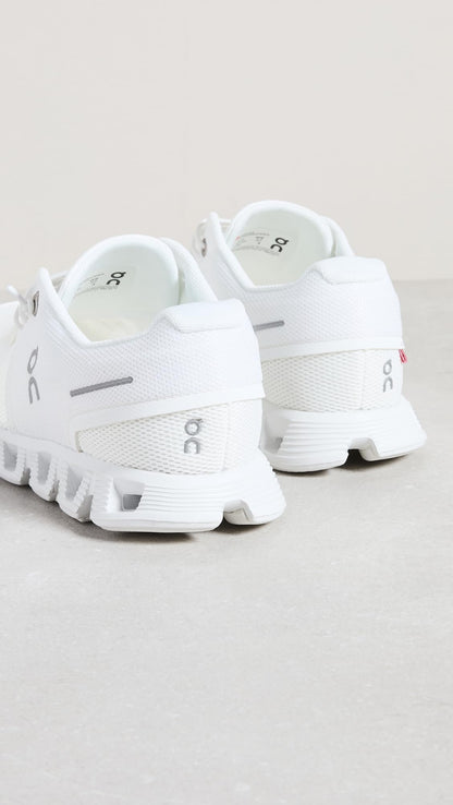 On Women's Cloud 5 Sneakers, All White, 7 Medium US