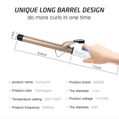 Professional Ceramic Tourmaline Curling Iron 3/4 Inch - Hair Curler with Heat Protection