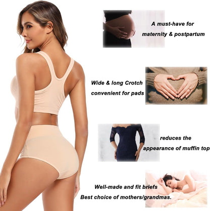 Women's High Waisted Cotton Underwear Full Coverage Panties Plus Size