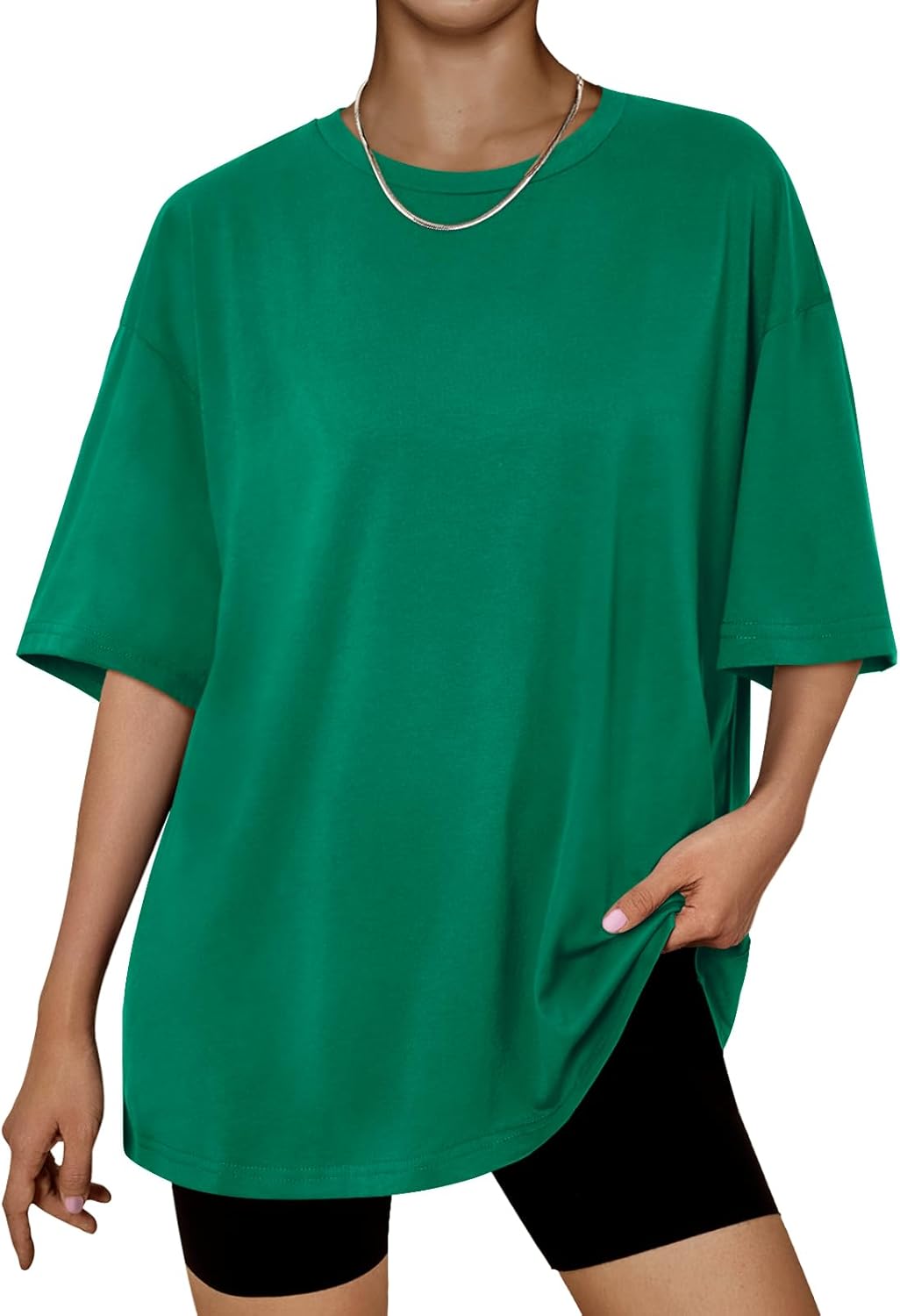 Women's Oversized Summer T-Shirt Short Sleeve Casual Workout Top Green