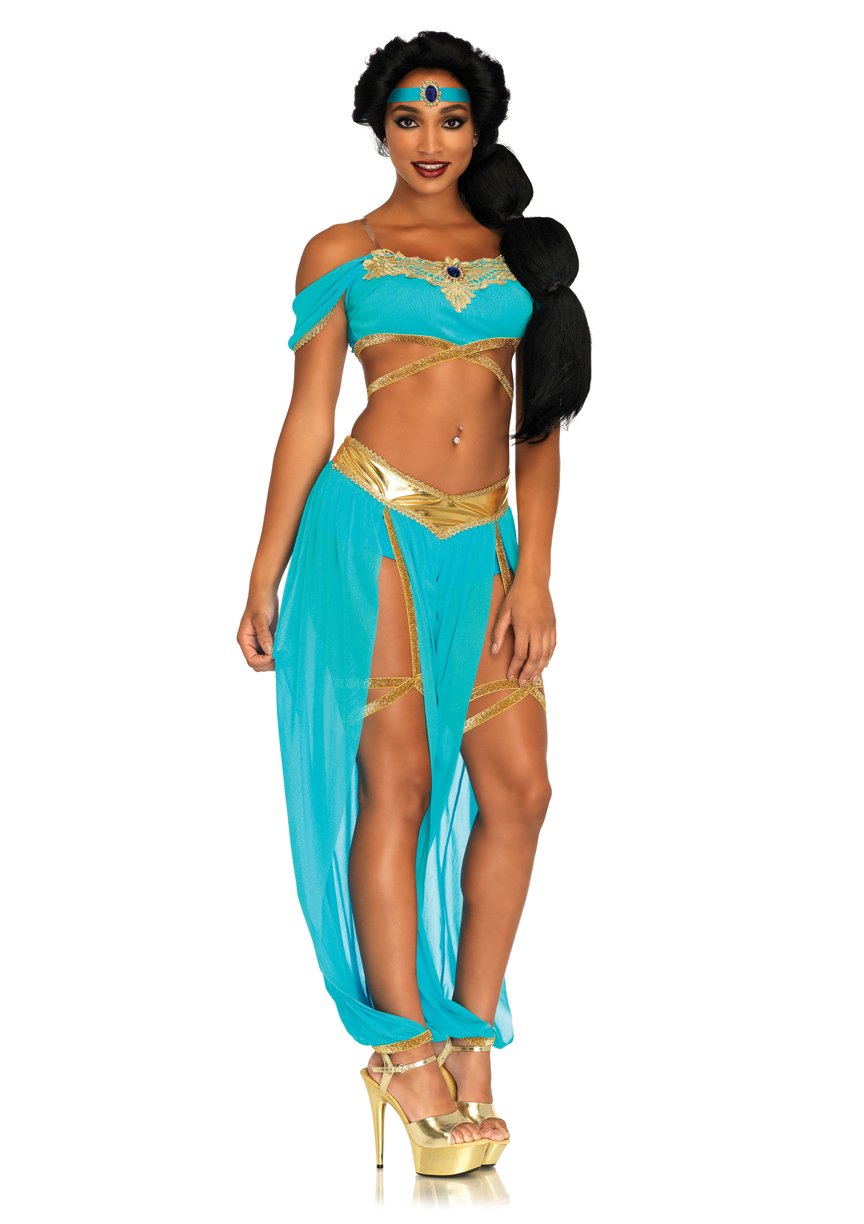 Women's Arabian Princess Costume - 4 Piece Oasis Outfit with Crop Top