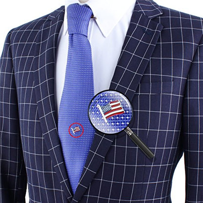 HAWSON American Flag Tie Tack with Chain Silver Tone Tie Pin Mens Accessories