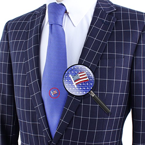 HAWSON American Flag Tie Tack with Chain Silver Tone Tie Pin Mens Accessories